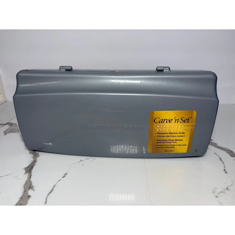 Hamilton Beach Carve n Set Electric‎ Knife with Case Stainless Blade Fork White
